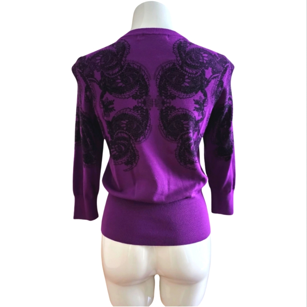 Karen Millen cardigan in purple with black print size 4 - Picture 3 of 9